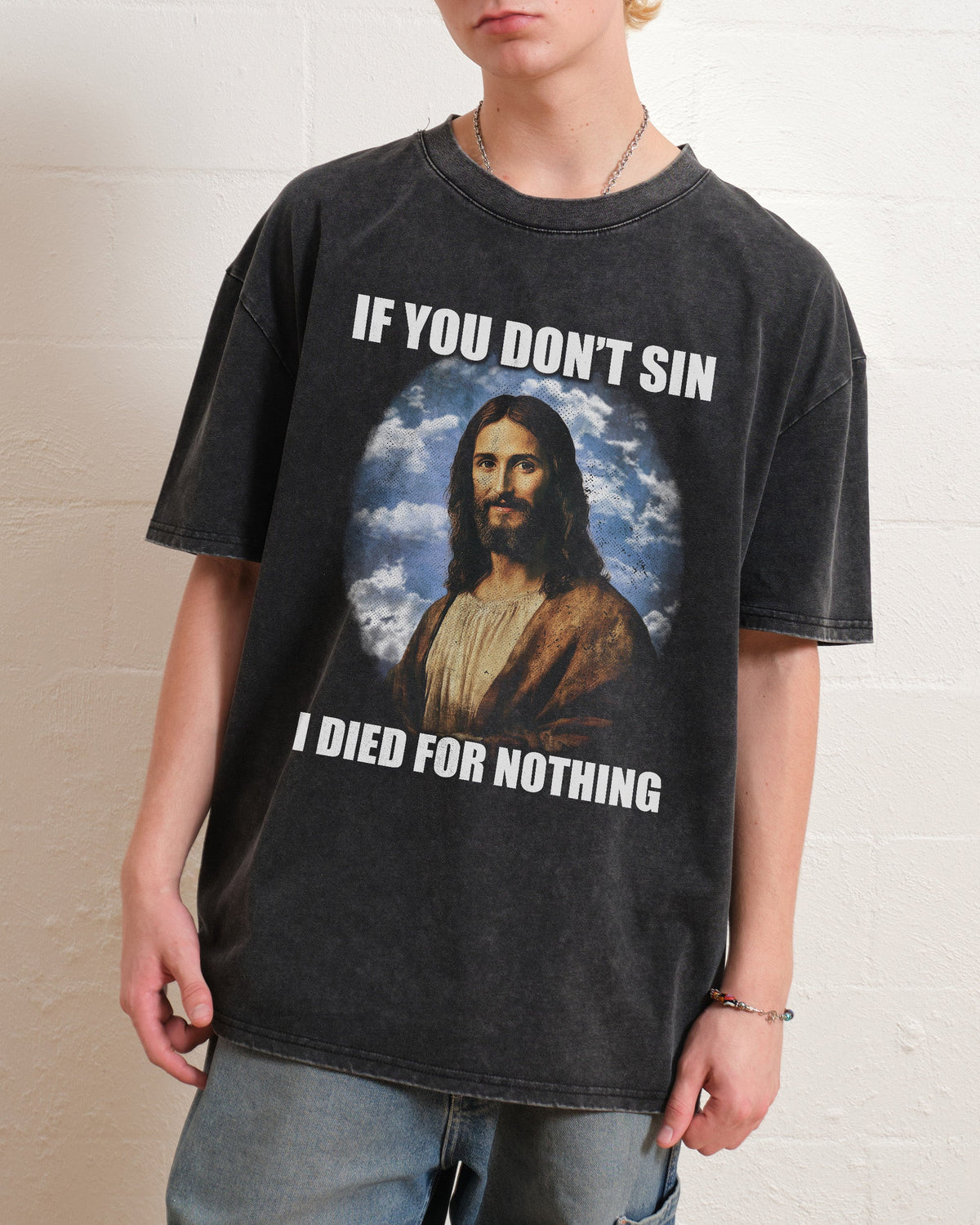 If You Don't Sin Jesus Oversized Tee product image 5