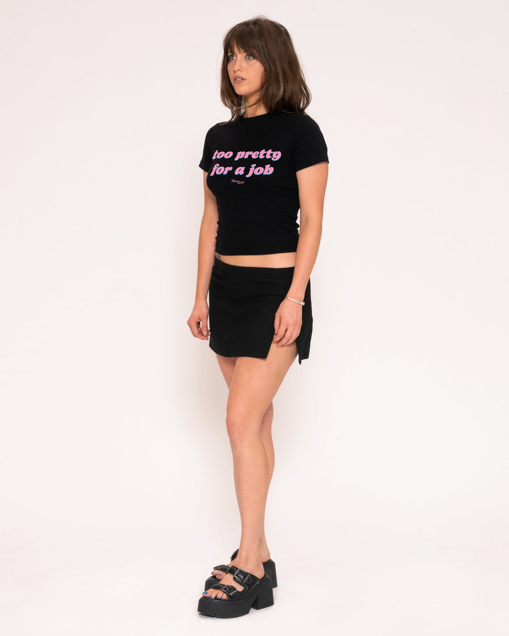 Too Pretty For A Job Longline Baby Tee product image 2