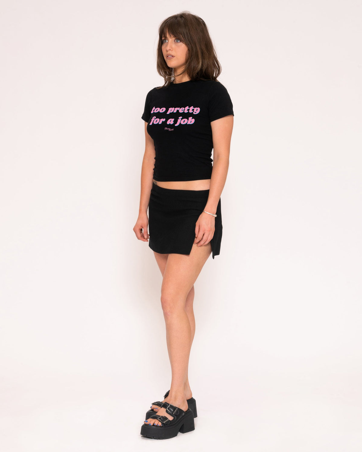 Too Pretty For A Job Longline Baby Tee product image 2