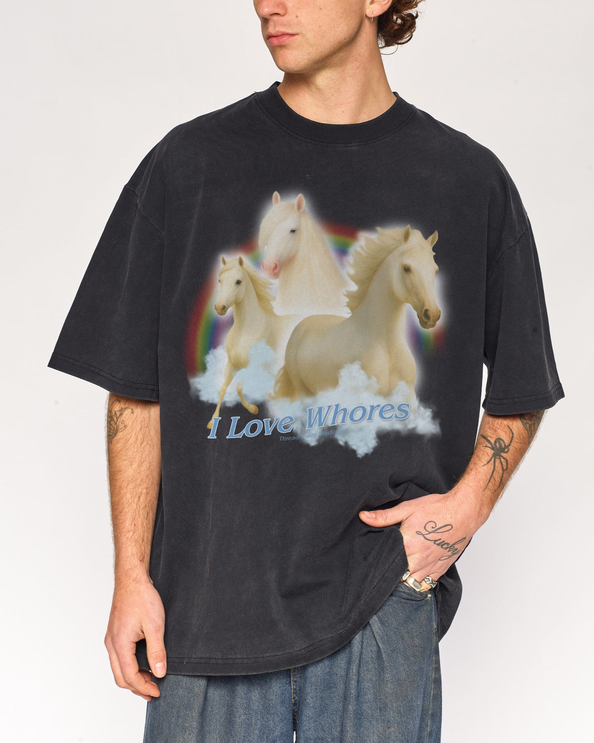 I Love Whores Oversized Tee product image 3