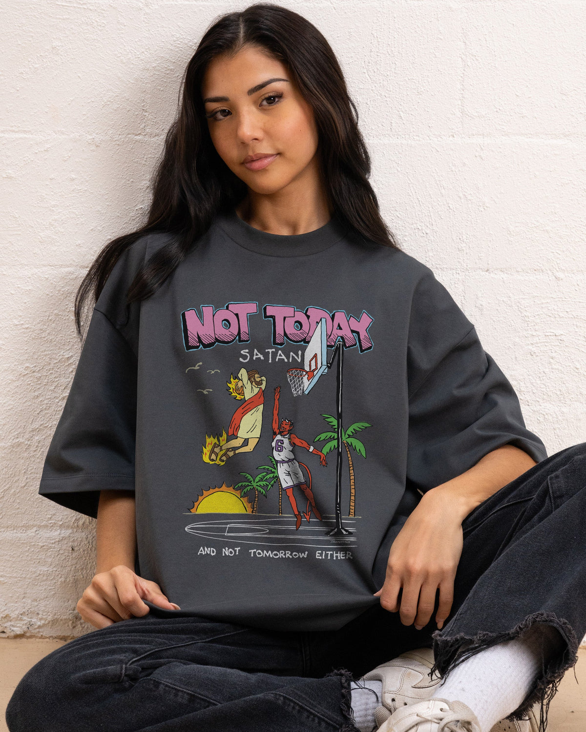 Not Today Satan Oversized Tee product image 1