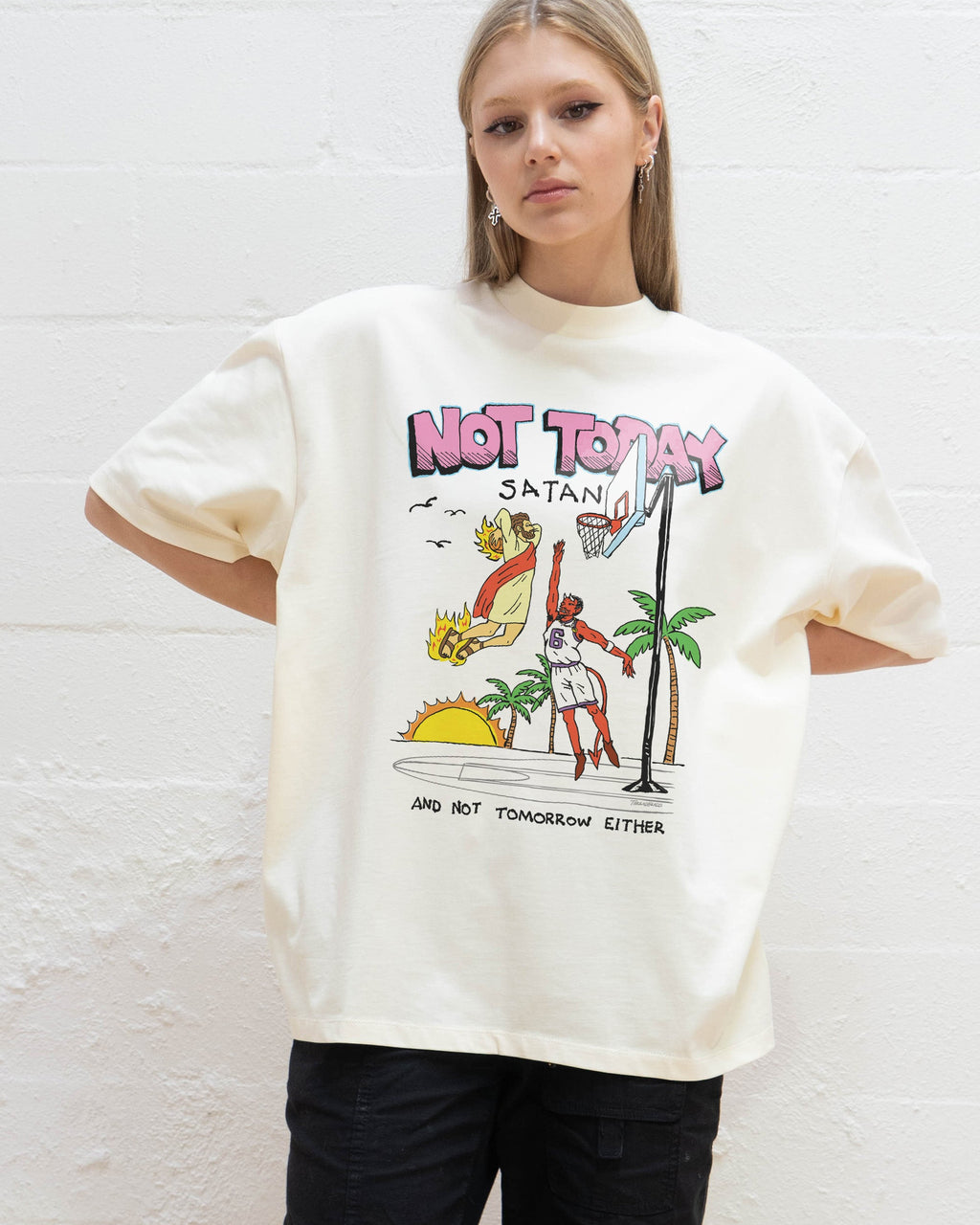 Not Today Satan Oversized Tee product image 6