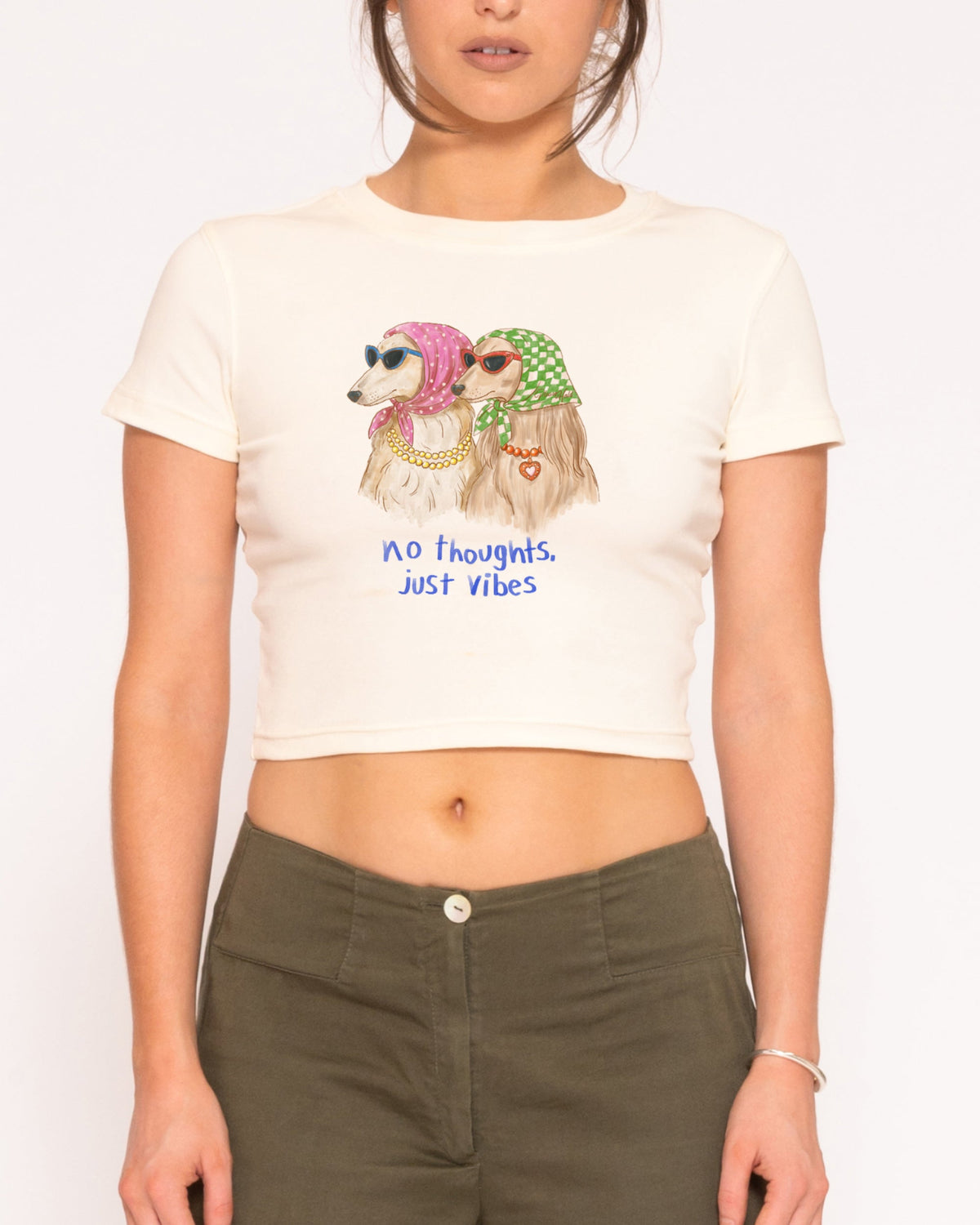 No Thoughts, Just Vibes Baby Tee product image 7
