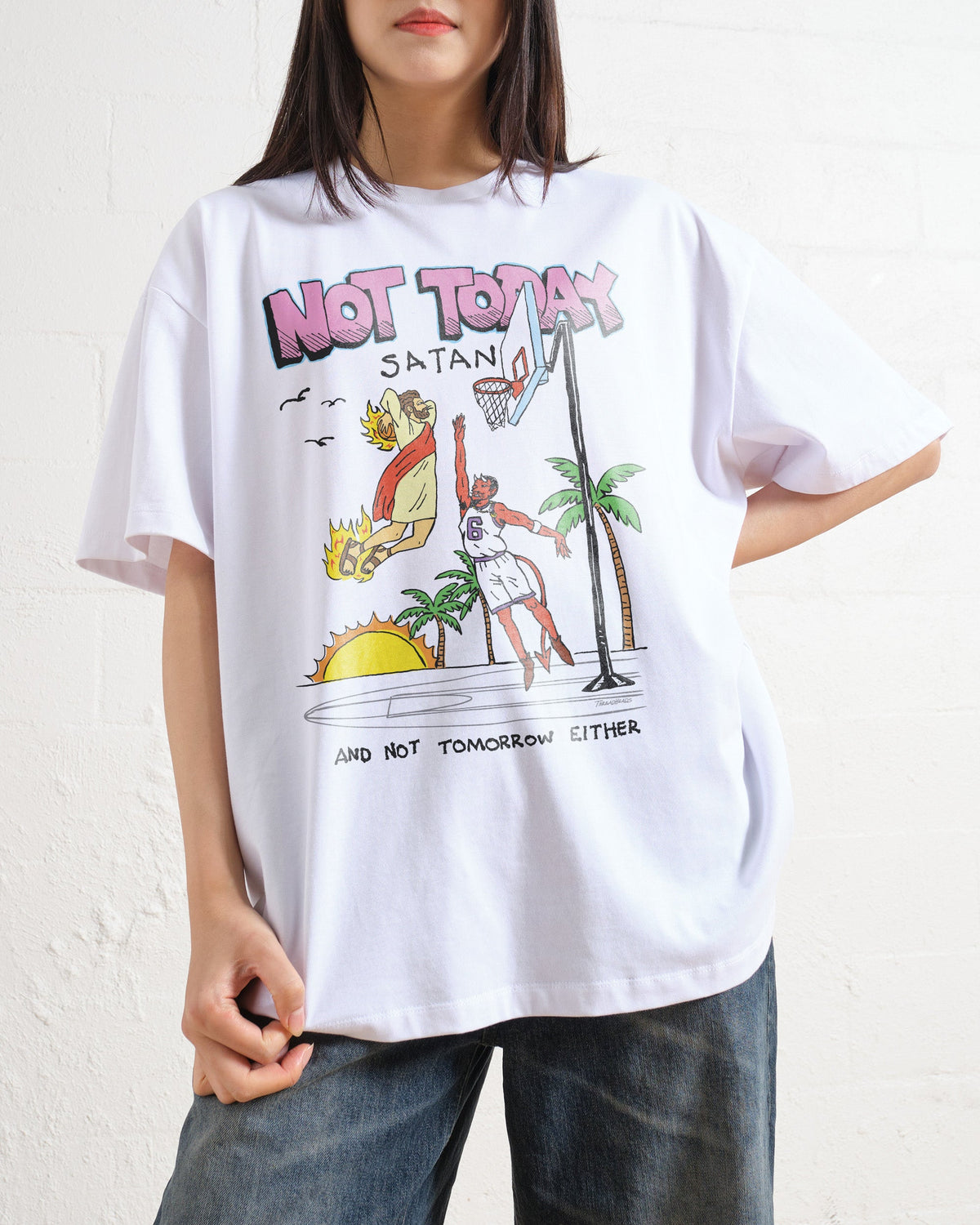 Not Today Satan Oversized Tee product image 4