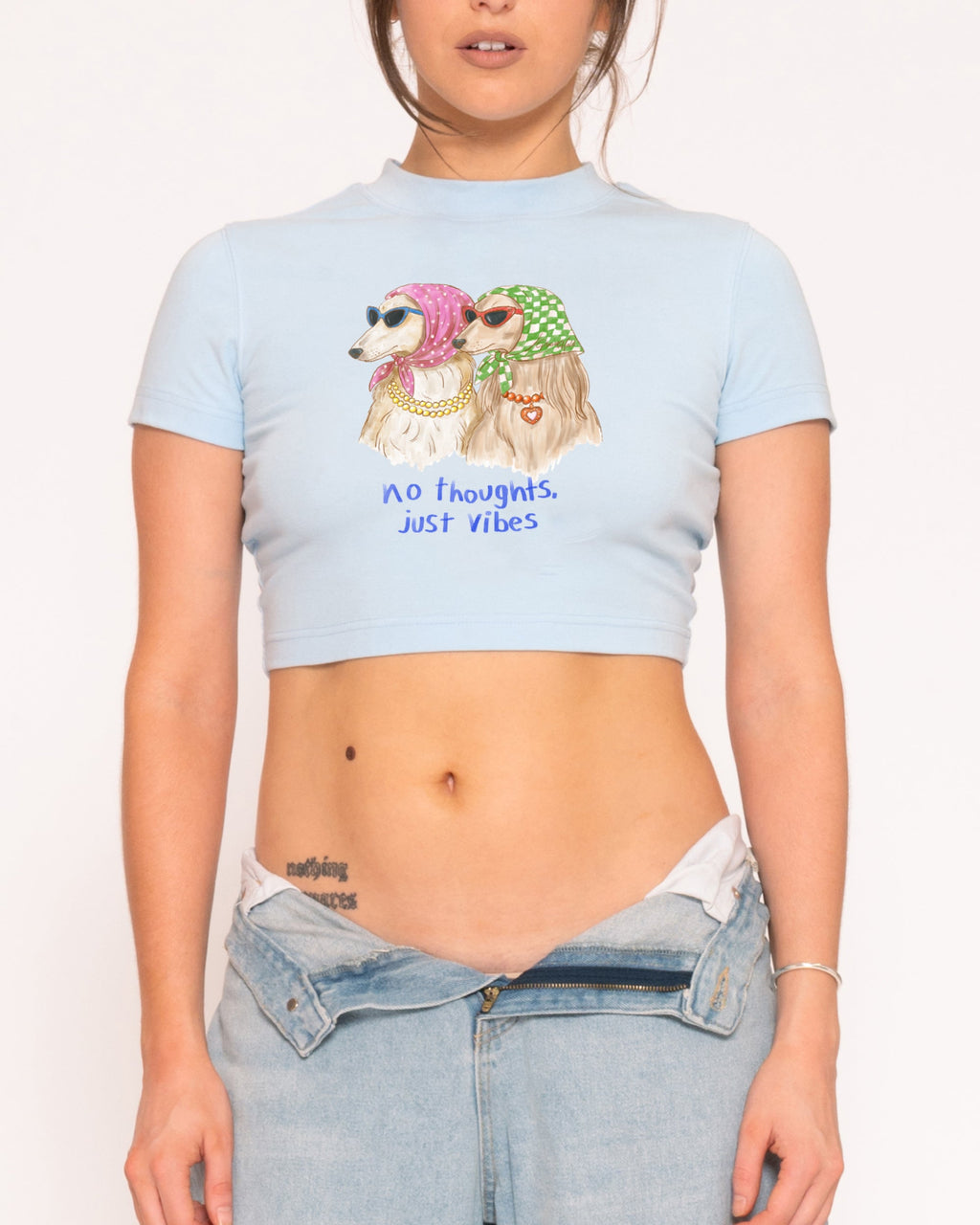 No Thoughts, Just Vibes Baby Tee product image 11