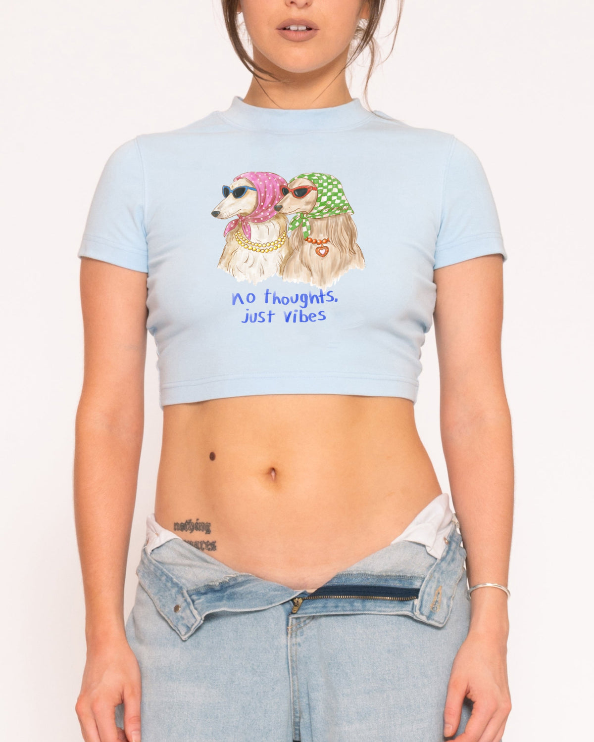 No Thoughts, Just Vibes Baby Tee product image 11