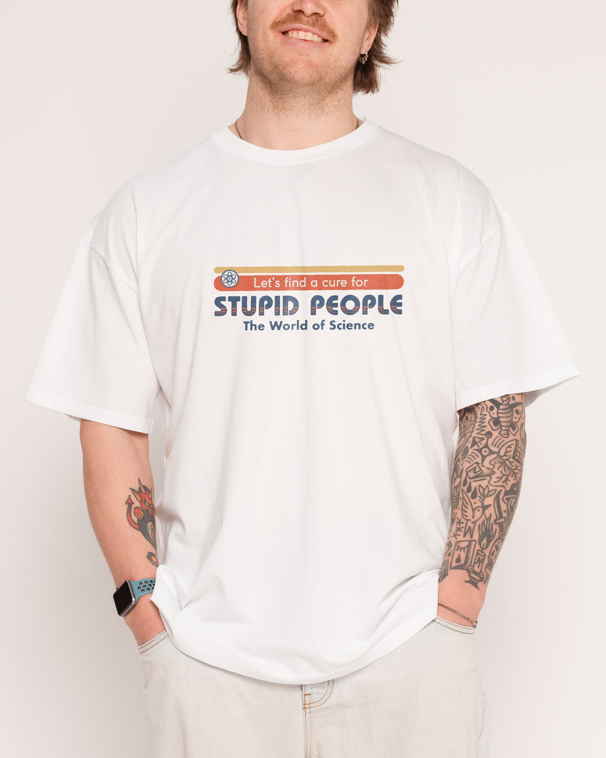 Let's Find a Cure for Stupid People Front and Back T-Shirt product image 4