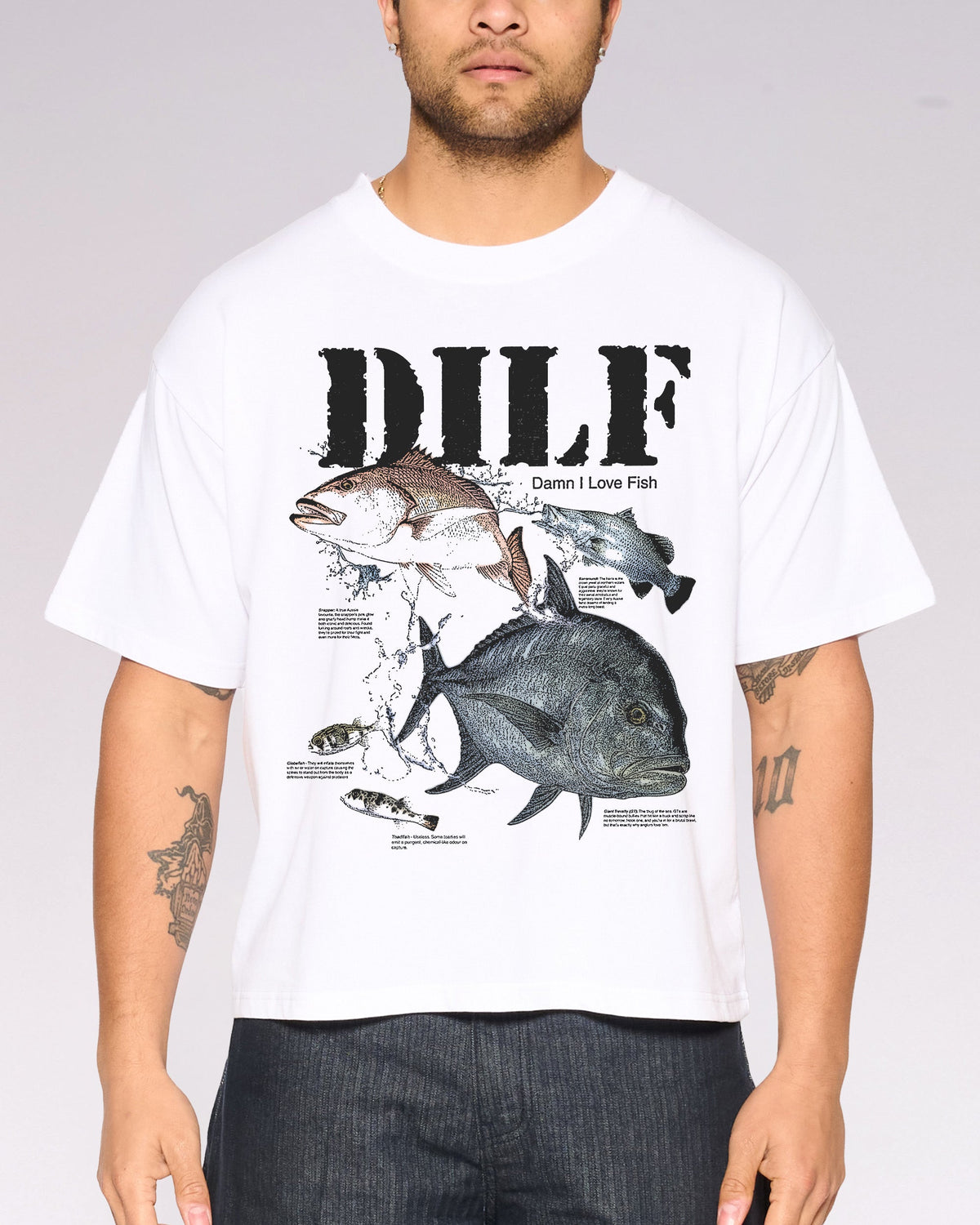 Damn I Love Fish Oversized Crop Tee product image 1