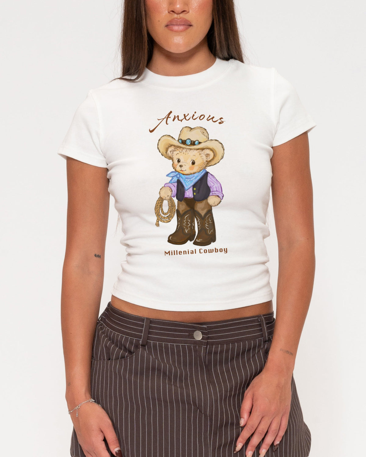 Anxious Millenial Cowboy Longline Baby Tee product image 1