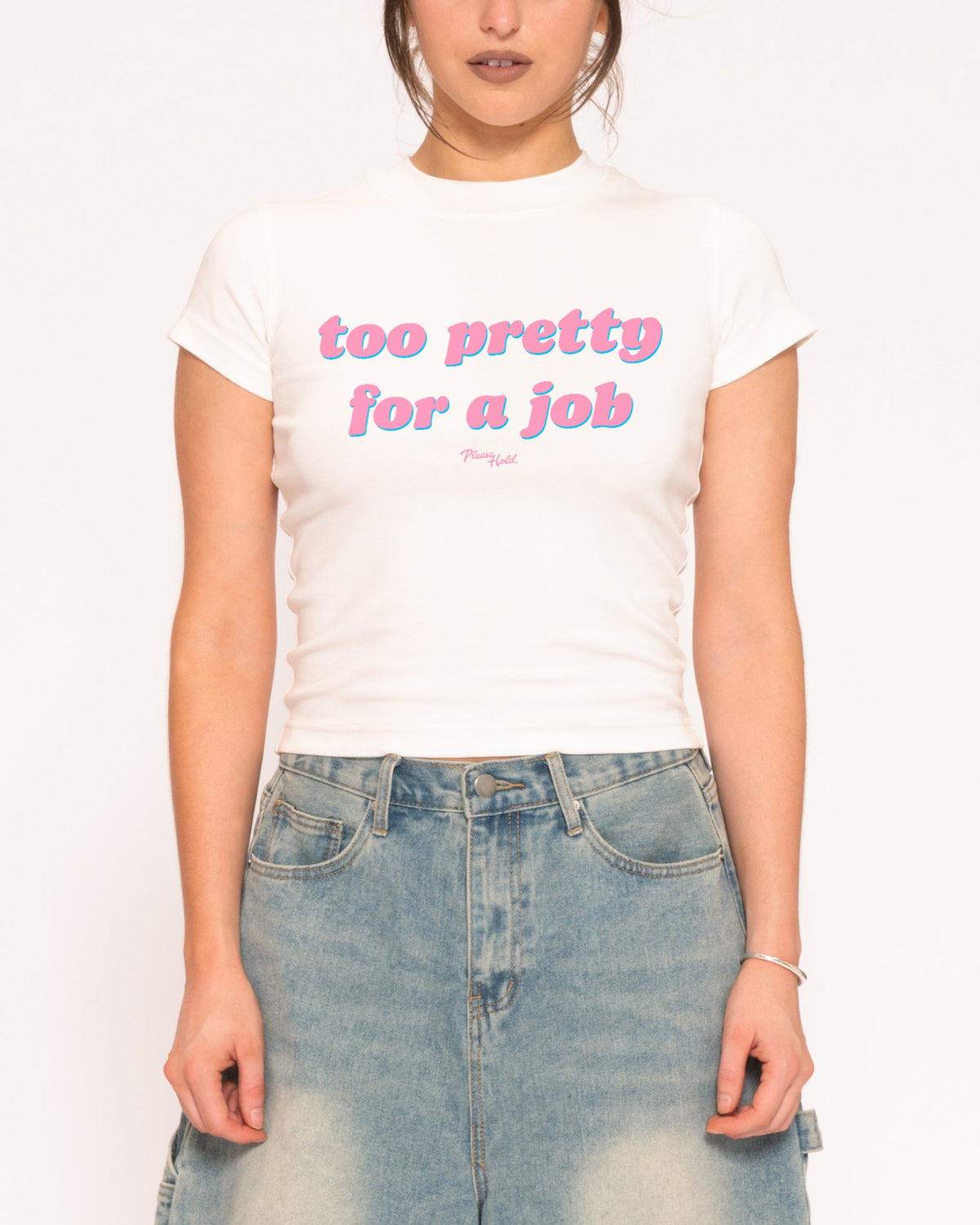 Too Pretty For A Job Longline Baby Tee product image 3