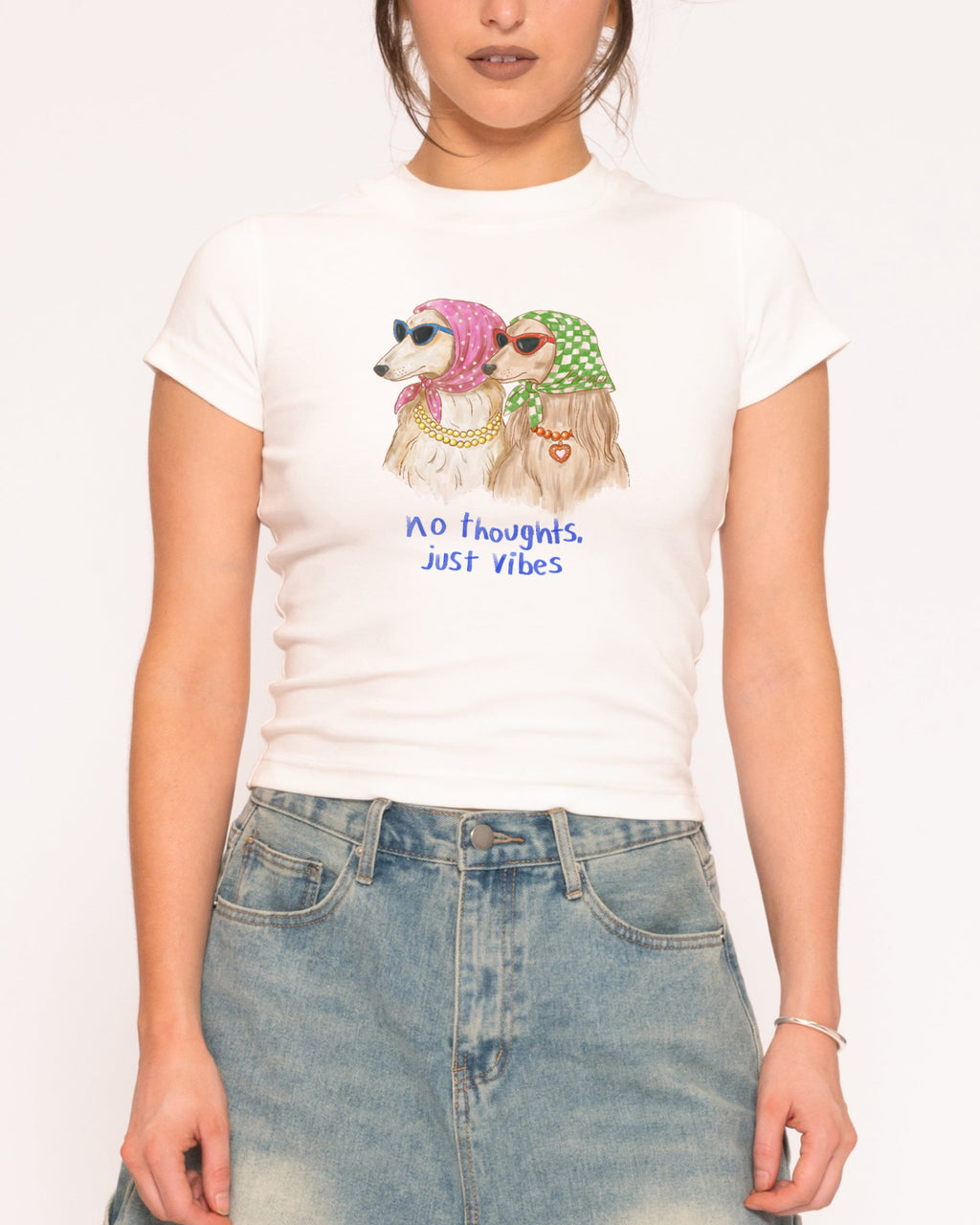 No Thoughts, Just Vibes Longline Baby Tee product image 3