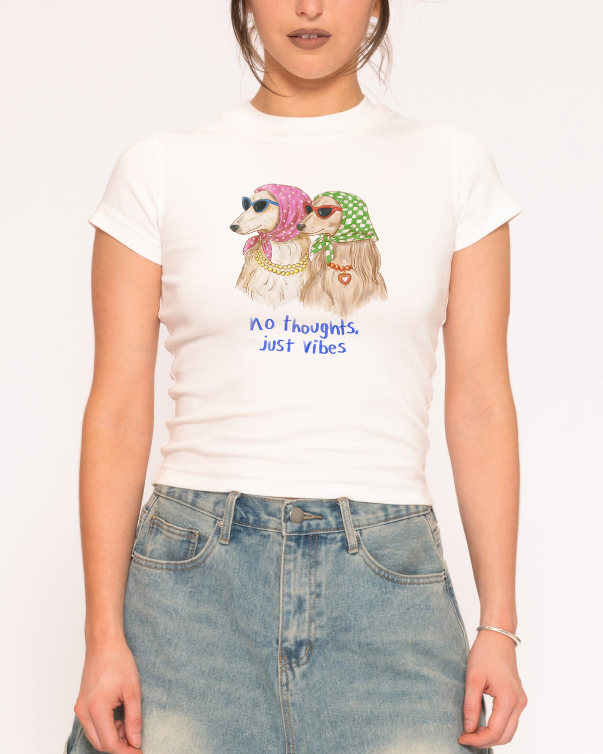 No Thoughts, Just Vibes Longline Baby Tee product image 3