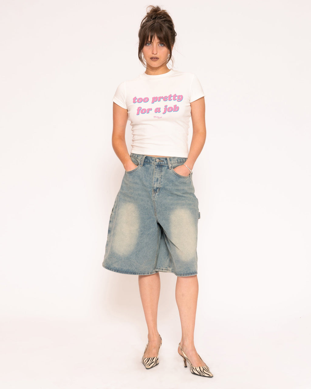 Too Pretty For A Job Longline Baby Tee product image 4
