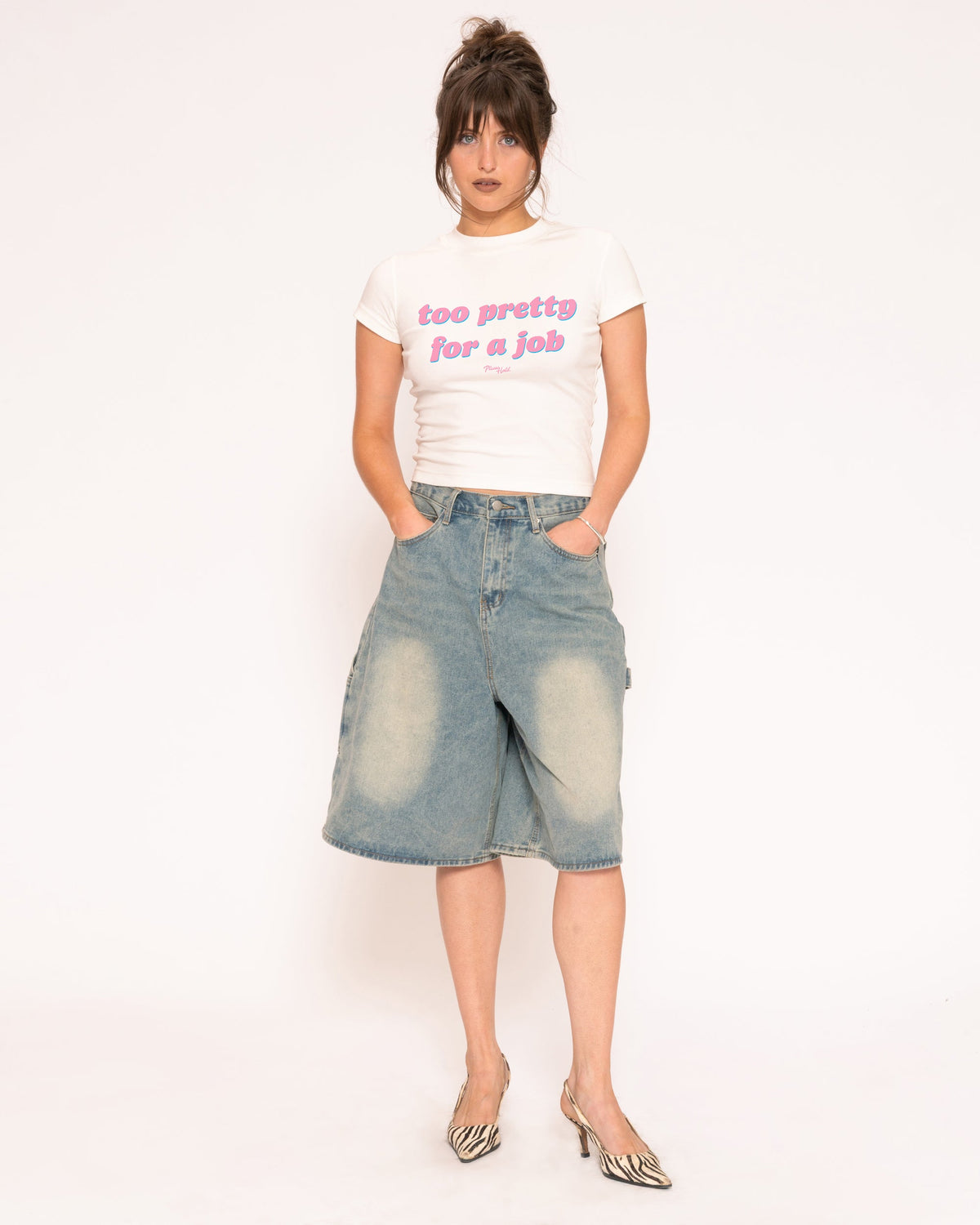 Too Pretty For A Job Longline Baby Tee product image 4