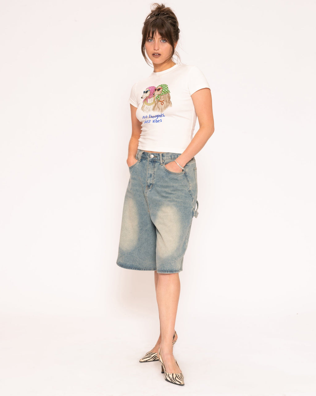 No Thoughts, Just Vibes Longline Baby Tee product image 4