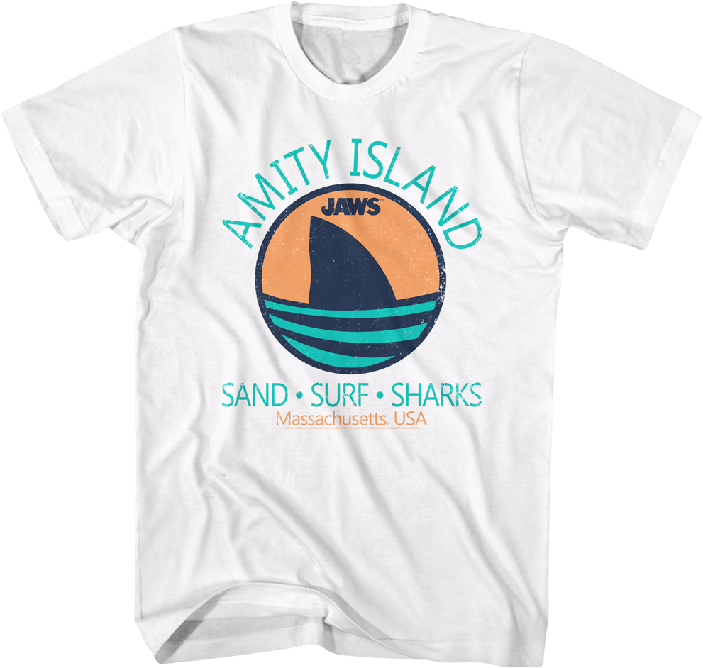 Amity Island Sand Surf Sharks Jaws T-Shirt product image 1