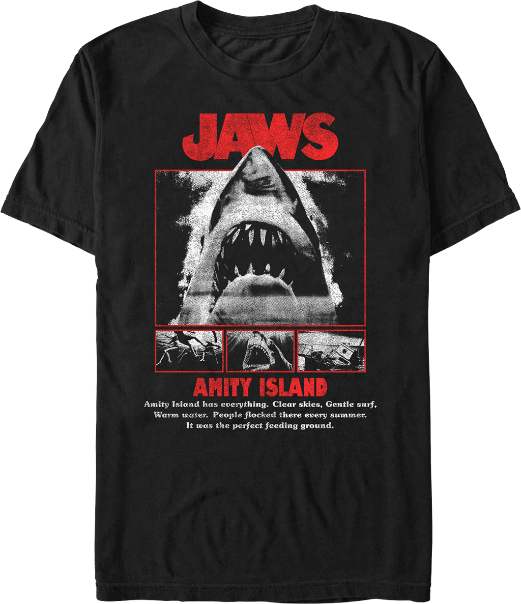 Amity Island Shark Collage Jaws T-Shirt product image 1