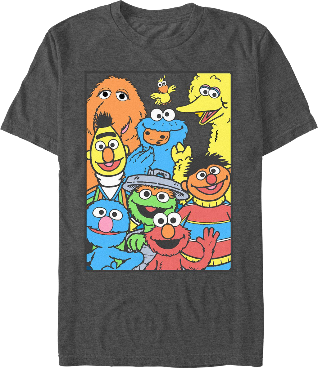 Charcoal Heather Framed Cast Photo Sesame Street T-Shirt product image 1