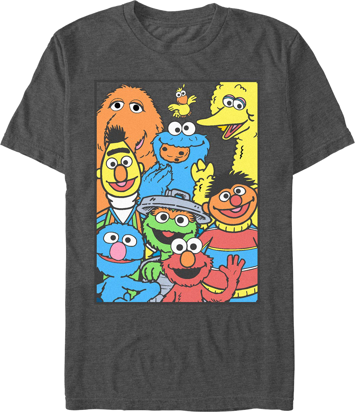 Charcoal Heather Framed Cast Photo Sesame Street T-Shirt product image 1
