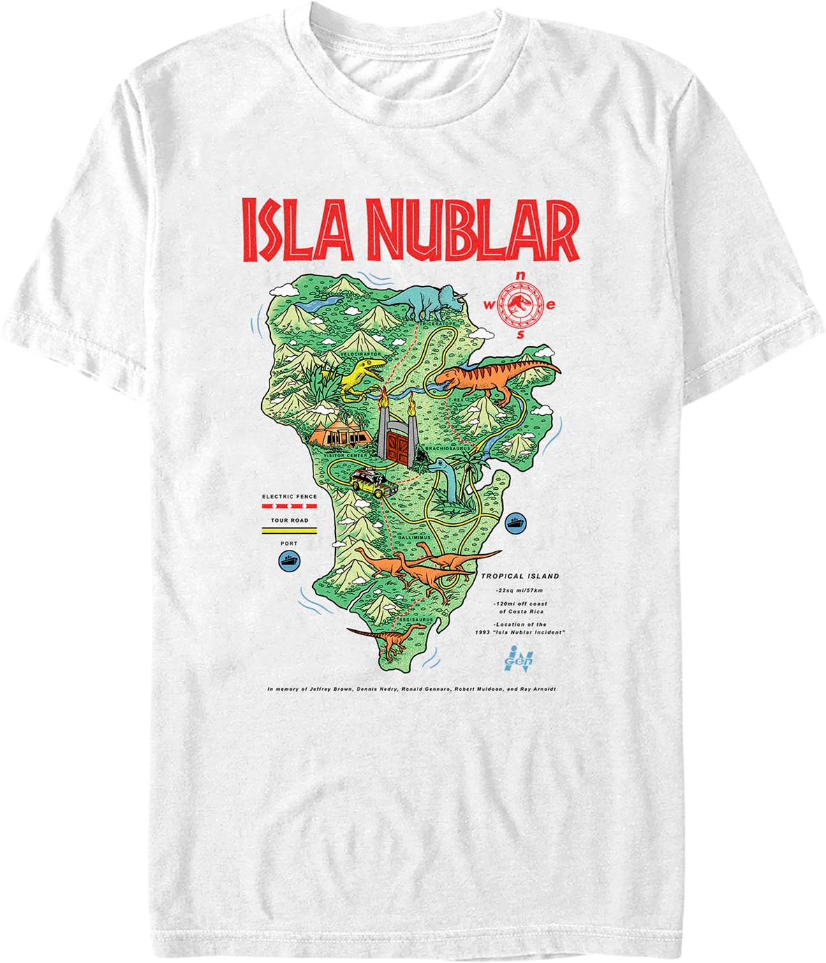 Isla Nublar Map Jurassic Park T-Shirt product image 1