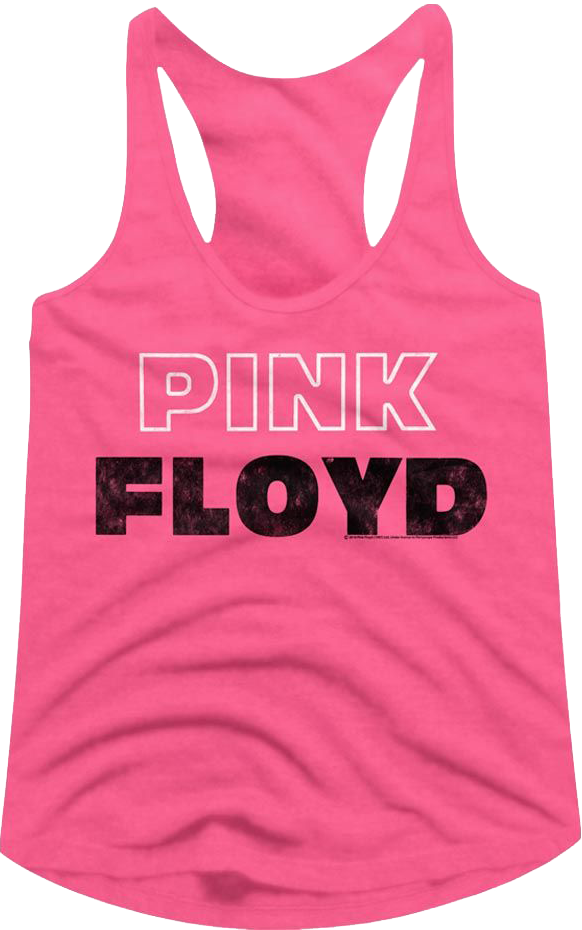 Ladies Outline Logo Pink Floyd Racerback Tank Top