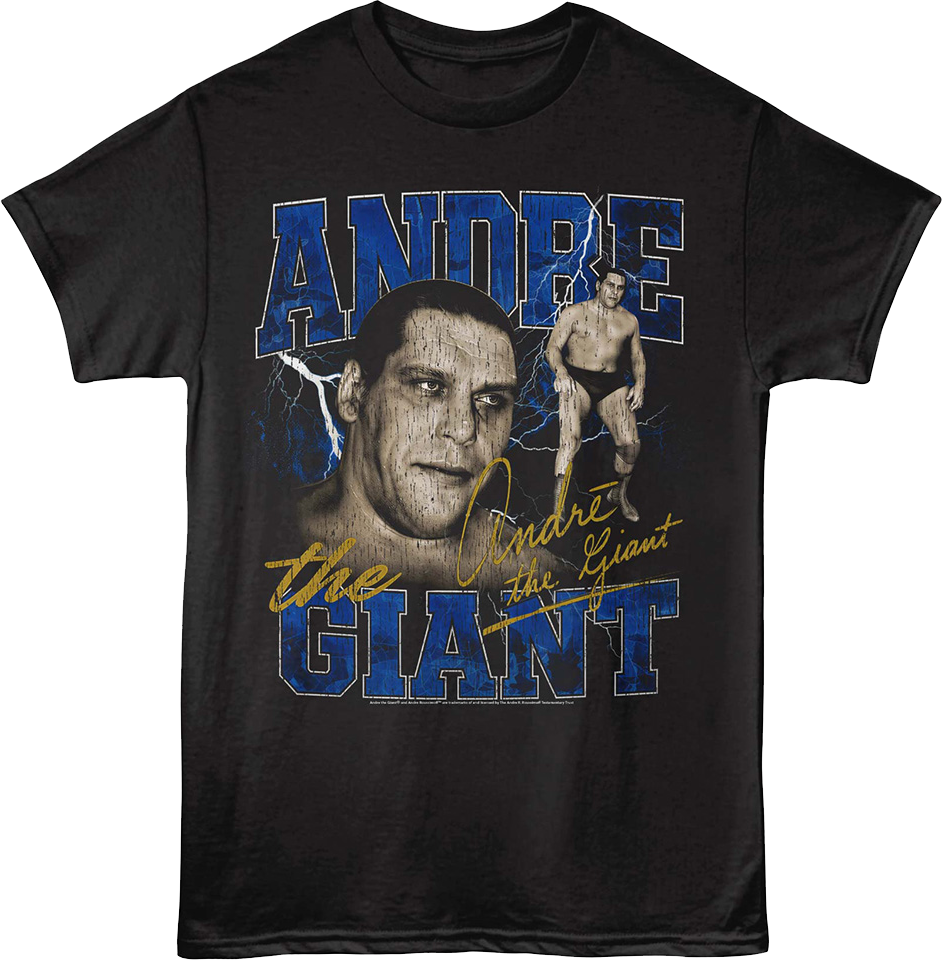 Lightning & Autograph Collage Andre The Giant T-Shirt product image 1