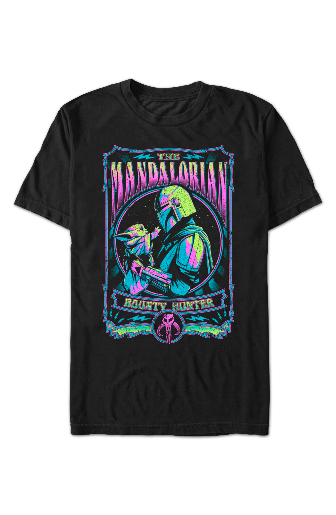 Neon Grogu & Din Djarin Mandalorian Poster Star Wars T-Shirt