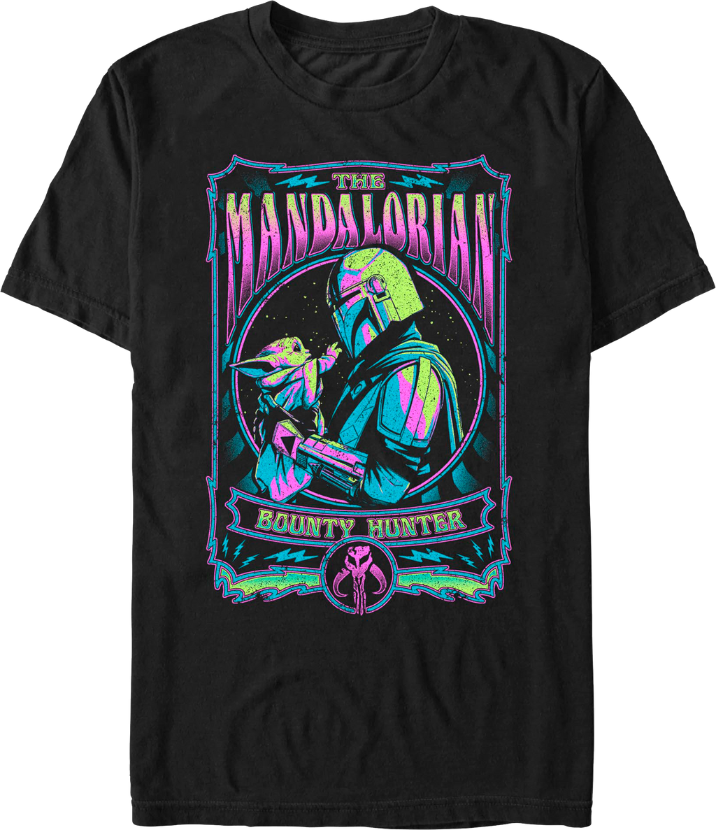 Neon Grogu & Din Djarin Mandalorian Poster Star Wars T-Shirt