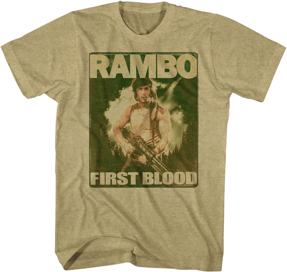 Khaki First Blood Poster Rambo T-Shirt
