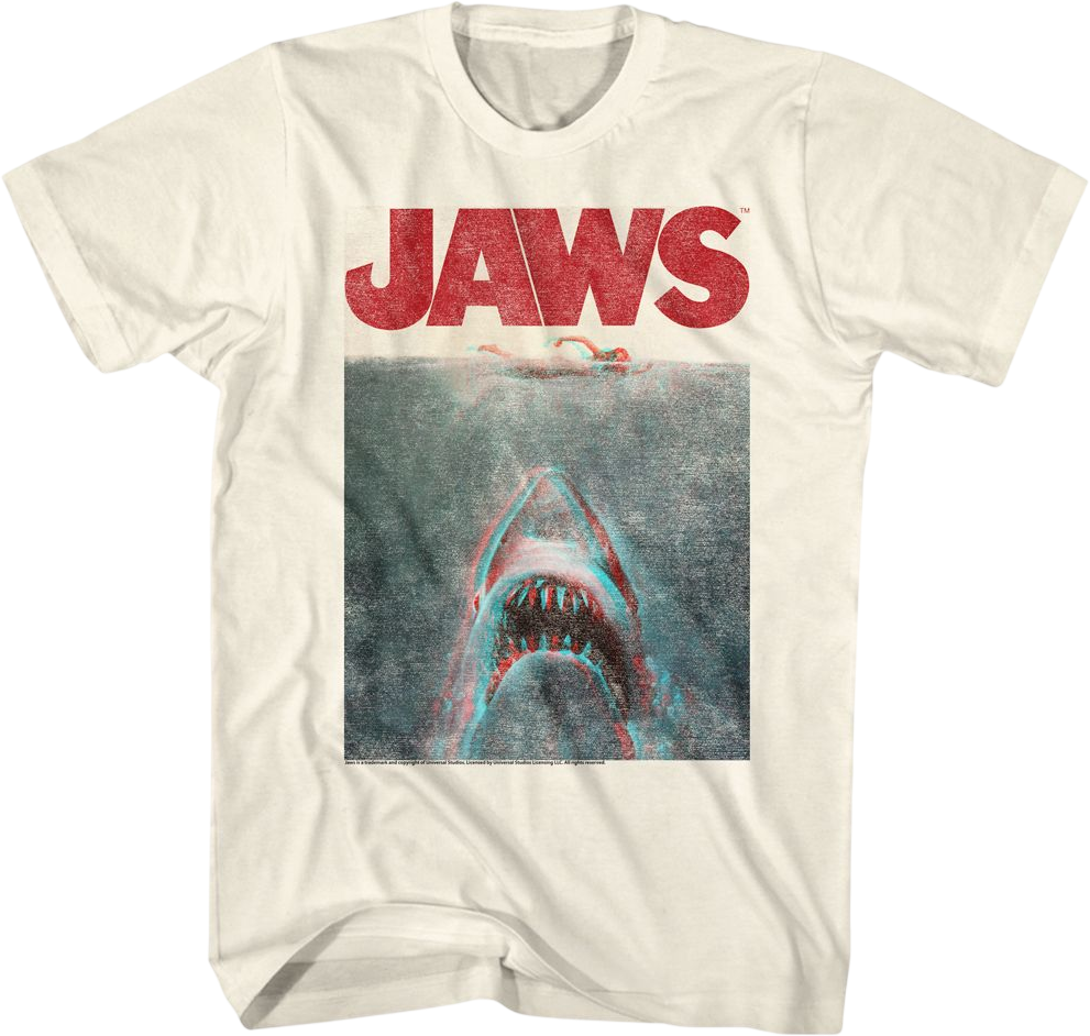 Vintage 3D Movie Poster Jaws T-Shirt